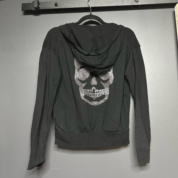 Zadig & Voltaire Sixtine Skull Camo Skull Merino Wool Full Zip Hoodie Black M